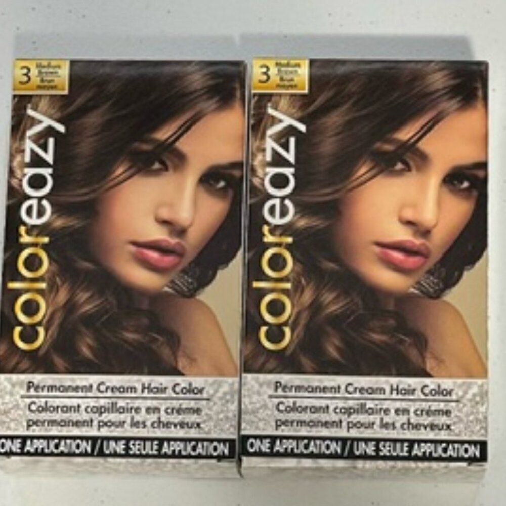 NEW Set of 2 Color Eazy Permanent Cream Hair Color Medium Brown